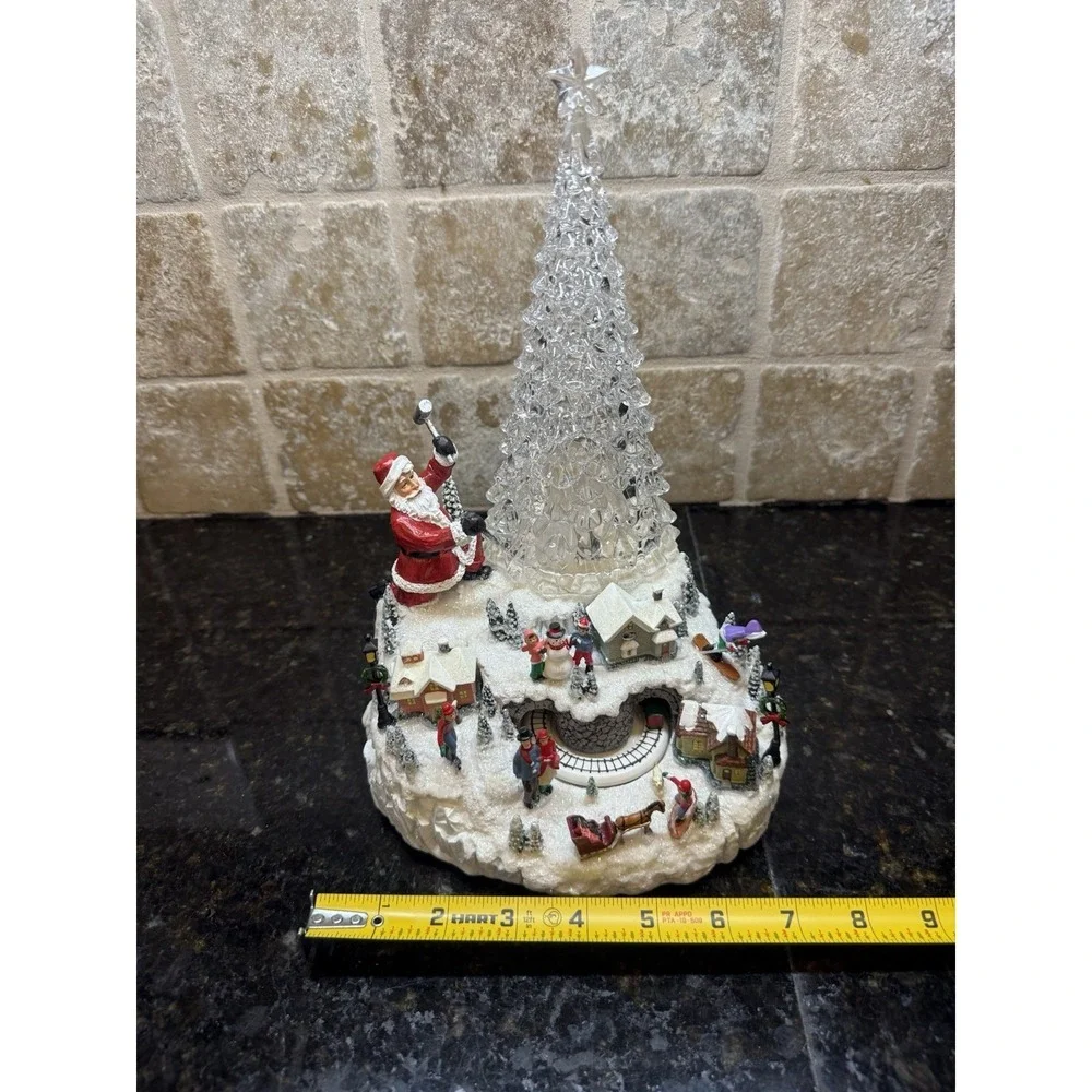 Icy Craft Christmas Tree LED Musical Scene Santa Trains 8 Songs Motion Decor NEW
